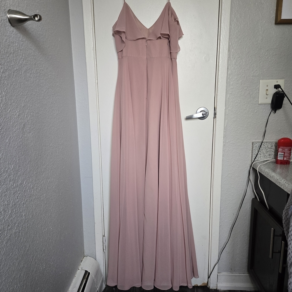 Jenny Yoo Mila Gown Woodrose Pink Chiffon Bridesmaid Dress Size 4 Convertible - Picture 6 of 11